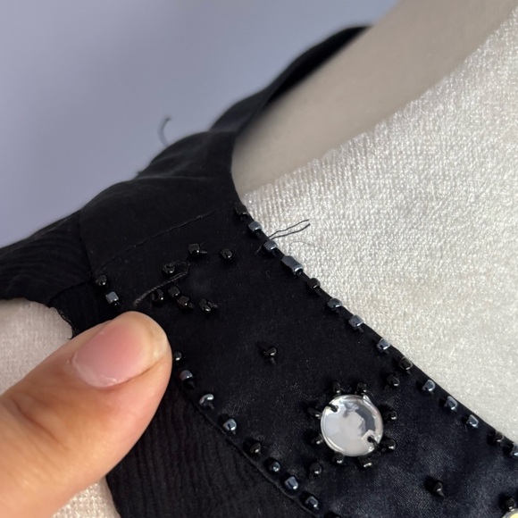 Y2K Vintage Black 100% Silk Tank Top
with Beaded Neckline Deadstock - Picture 5 of 5